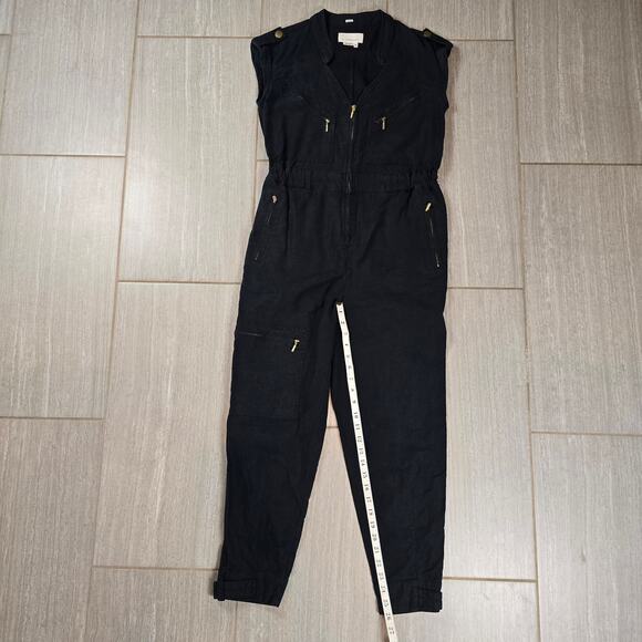 Anthropologie Halsey Utility Jumpsuit Boiler Suit Black Lyocell Size XS - Picture 8 of 15